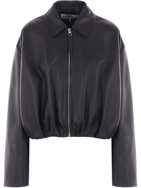  Loewe Draped Leather Jacket - Black 