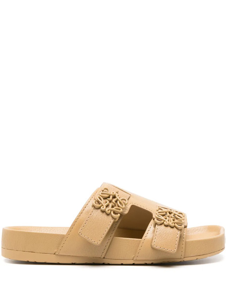  Loewe Ease Anagram-buckle Straps Slides - Neutrals 