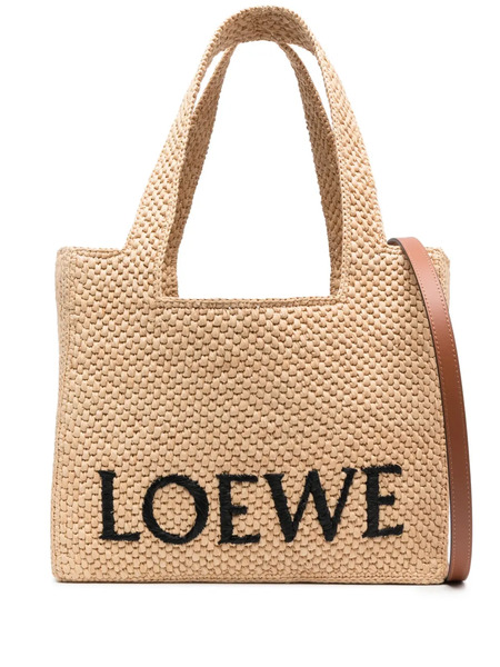  Loewe Embroidered-logo Raffia Tote Bag - Neutrals 