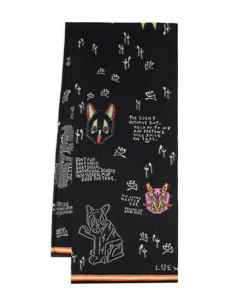  Loewe Embroidered Scarf - Black 