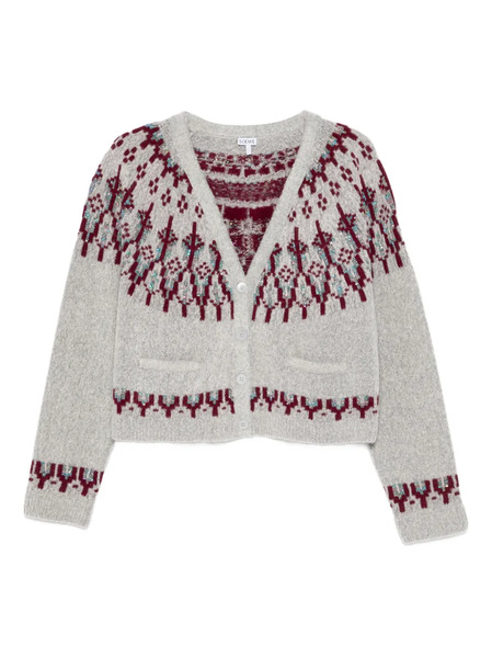  Loewe Fair Isle-pattern Patch-pocket Cardigan - Grey 