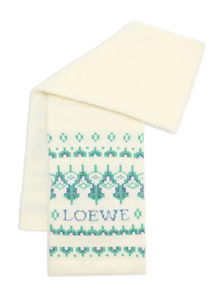  Loewe Fairisle-pattern Embellished Scarf - White 