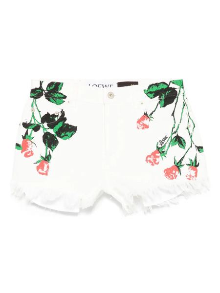  Loewe Foral-print Shorts - White 