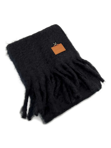  Loewe Fringe Plaque Scarf - Black 