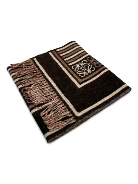  Loewe Fringed Logo Scarf - Brown 