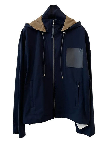  Loewe Hooded Leather-patch Jacket - Blue 