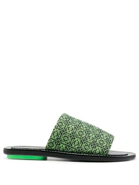  Loewe Jacquard-logo Flat Sandals - Black 