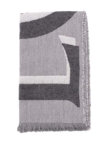  Loewe Logo Fringed Scarf - Grey 