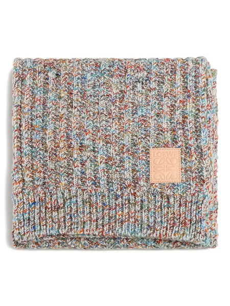  Loewe Logo-patch Ribbed Scarf - Neutrals 