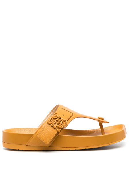  Loewe Logo-plaque Leather Flip Flops - Yellow 