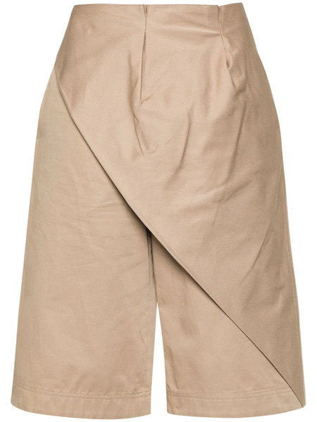  Loewe Overlapping Faille Pleated Shorts - Neutrals 
