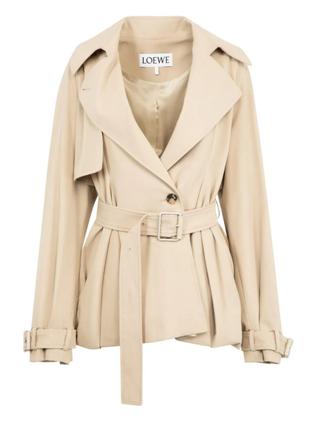  Loewe Peplum Belted Jacket - Neutrals 
