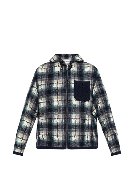  Loewe Plaid Pocket Hooded Jacket - Blue 