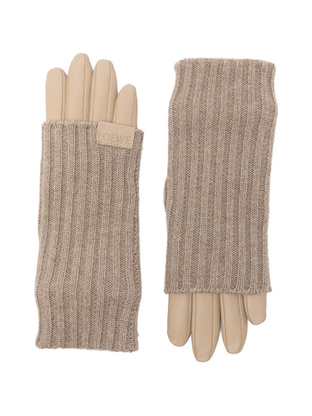  Loewe Ribbed Panel Gloves - Neutrals 