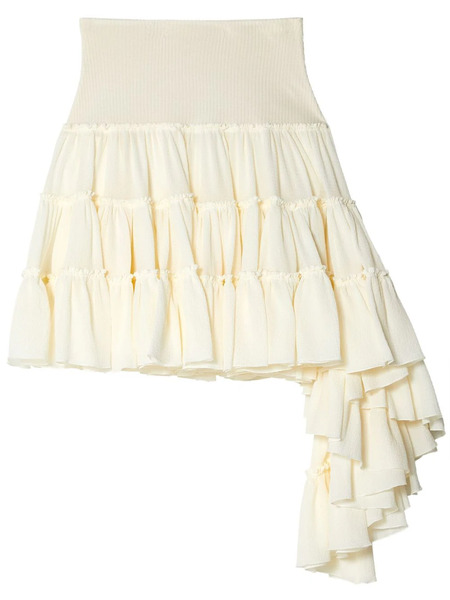  Loewe Ruffled Asymmetric Miniskirt - Neutrals 