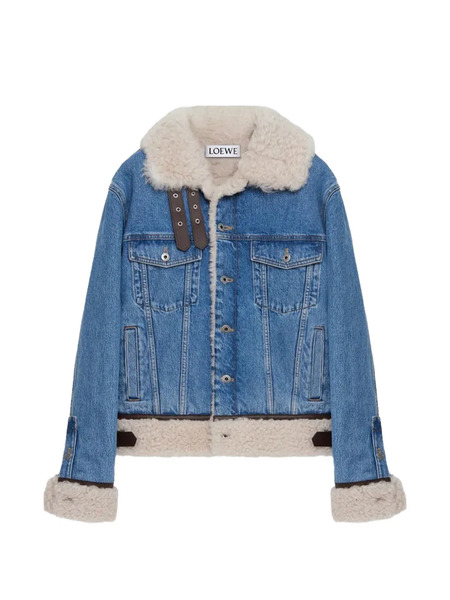  Loewe Shearling-trim Trucker Denim Jacket - Blue 