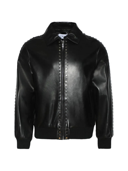  Loewe Studded Leather Bomber Jacket - Black 