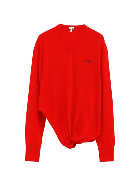  Loewe Twisted V-neck Sweater - Red 