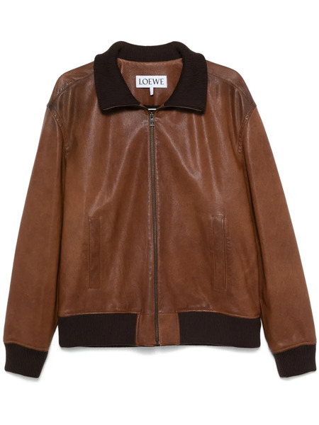  Loewe Zip-up Leather Jacket - Brown 
