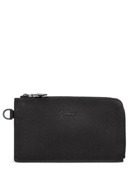  Longchamp Le Pliage Zippered Leather Wallet - Black 