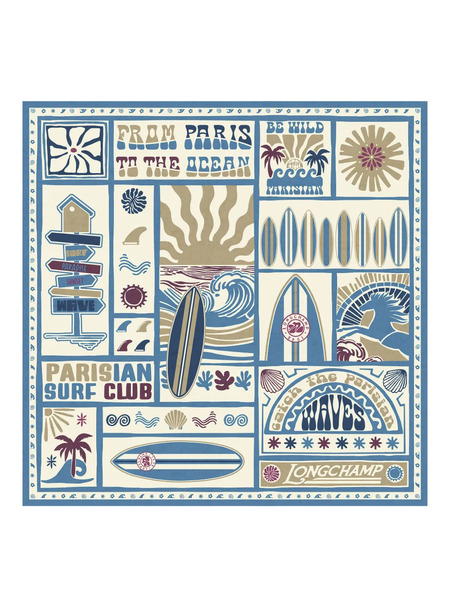  Longchamp Parisian Surf Club Scarf - Blue 