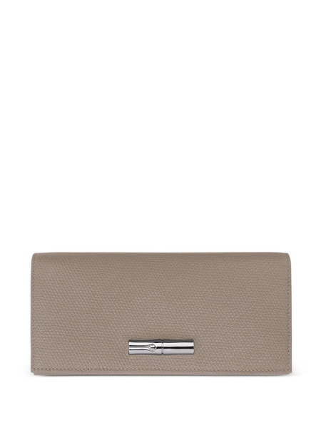  Longchamp Roseau Foldover Leather Wallet - Grey 