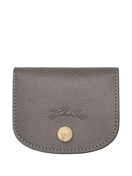 Longchamp Textured Leather Card Holder - Grey 
