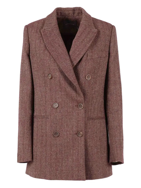  Lorena Antoniazzi Herringbone Double-breasted Blazer - Brown 