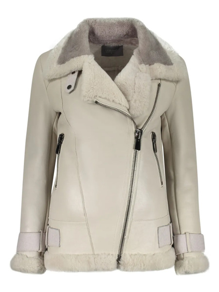  Lorena Antoniazzi Leather Biker Jacket - Grey 