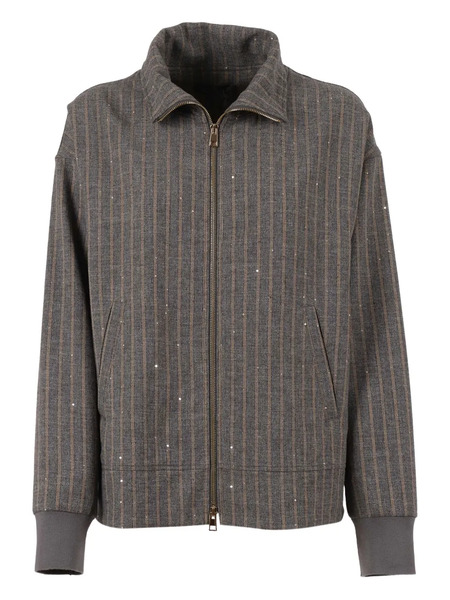  Lorena Antoniazzi Pinstripe Sequin-embellished Jacket - Grey 
