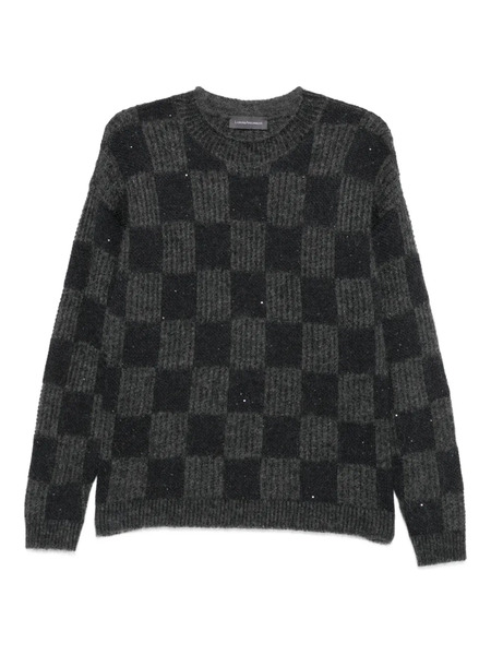  Lorena Antoniazzi Sequin-embellished Check Sweater - Black 