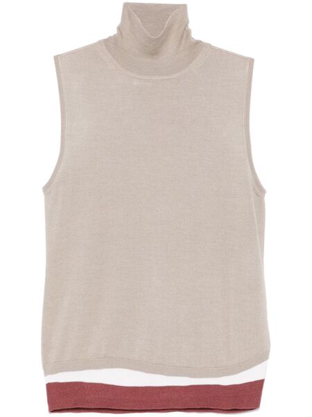  Lorena Antoniazzi Striped-hem Vest - Neutrals 