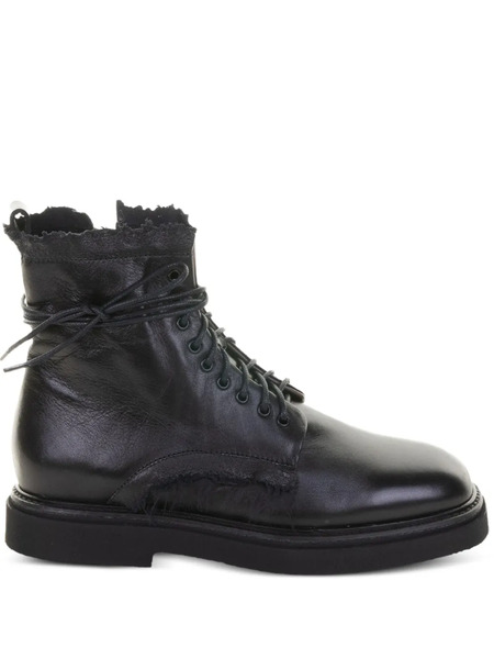  Lorena Paggi Lace-up Leather Ankle Boots - Black 