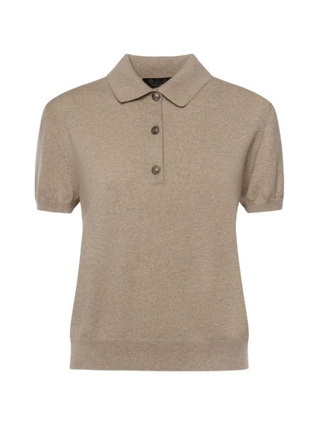  Loro Piana Buttoned Polo Top - Neutrals 