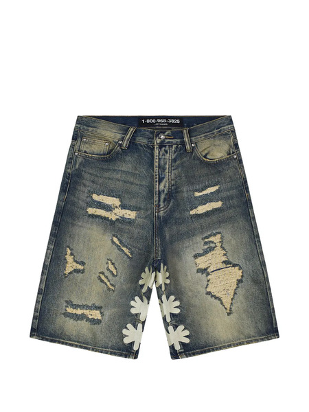  Lostshdws Distressed-details Shorts - Blue 