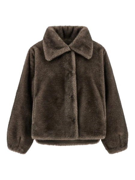  Lou Andrea Asymmetrical-hem Faux-fur Jacket - Brown 