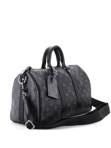  Louis Vuitton Pre-owned Keepall Bandouliere Bag Reverse Monogram Eclipse Canvas 35 Travel Bag - Black 