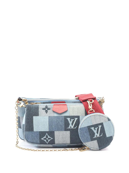  Louis Vuitton Pre-owned 2019 Monogram Denim Patchwork Multi Pochette Accessoires Crossbody Bag - Blue 
