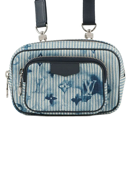  Louis Vuitton Pre-owned 2021 Monogram Denim Watercolor Hickory Stripes Outdoor Pouch Crossbody Bag - Blue 