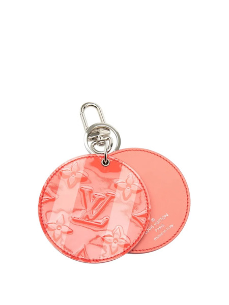  Louis Vuitton Pre-owned 2015 Rose Litchi Monogram Vernis Sweet Stripes Mirror Bag Charm And Holder Key Chain - Red 
