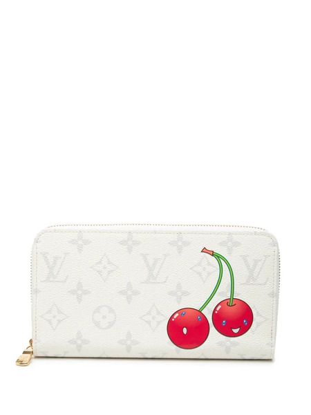  Louis Vuitton Pre-owned 2021-2025 Takashi Murakami Monogram Cherry Zippy Wallet Long Wallets - White 