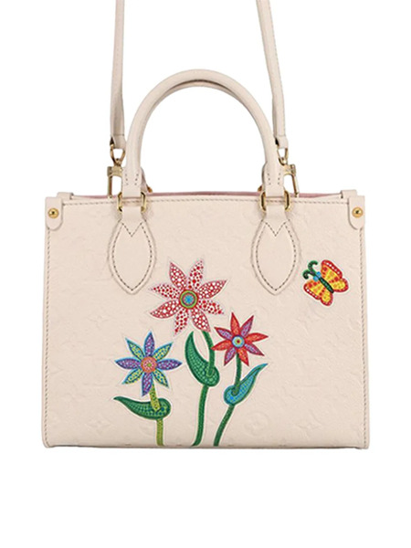  Louis Vuitton Pre-owned 2023 Yayoi Kusama Monogram Giant Empreinte Flower Onthego Pm Satchel - White 