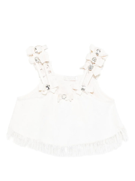  Loulou Bow-embellished Fringe Top - Neutrals 