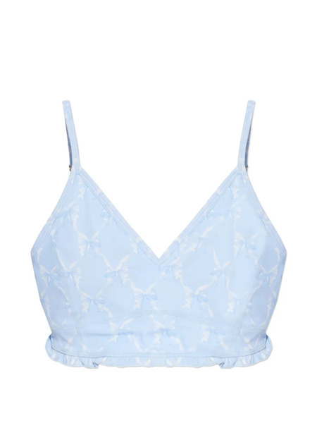  Loveshackfancy Erza Ruffled Bow Top - Blue 