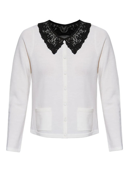 Loveshackfancy Lace Collared Pocket Cardigan - White 