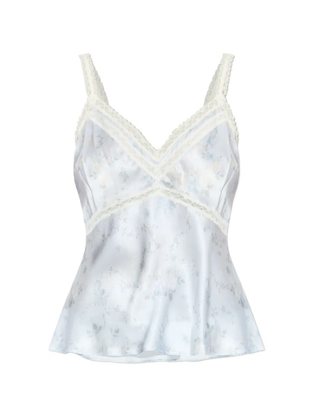  Loveshackfancy Lace Floral Blouse - Blue 
