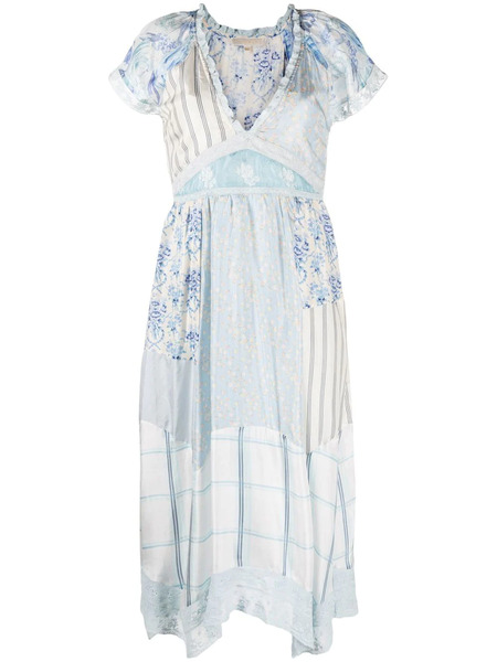  Loveshackfancy Patchwork Midi Dress - Blue 
