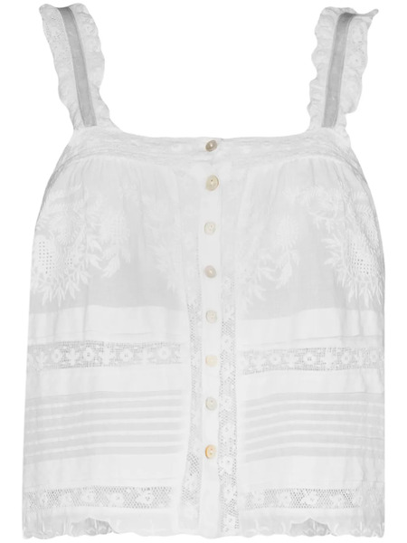  Loveshackfancy Sully Cropped Crocheted Top - White 