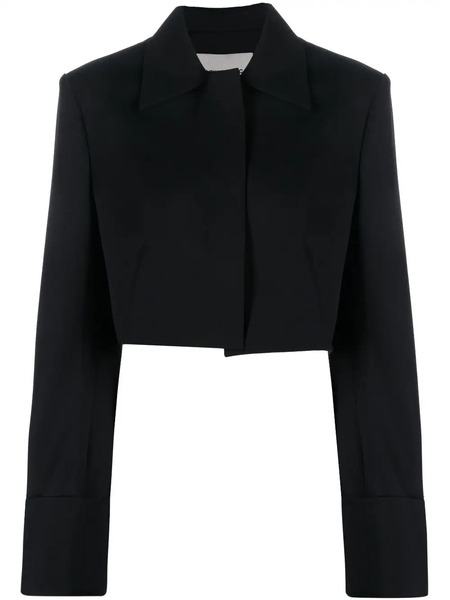  Low Classic Cropped Concealed-front Jacket - Blue 