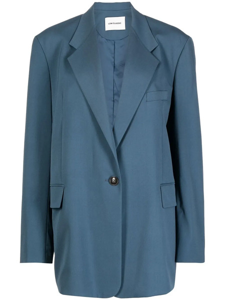  Low Classic Oversized Padded Shoulder Single-breasted Blazer - Blue 